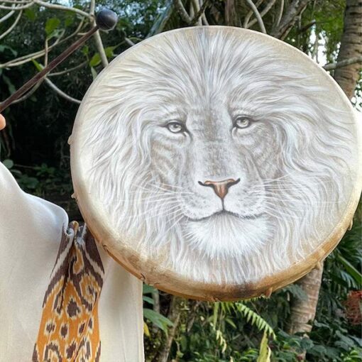 tambour chamanique vegan lion artisanal